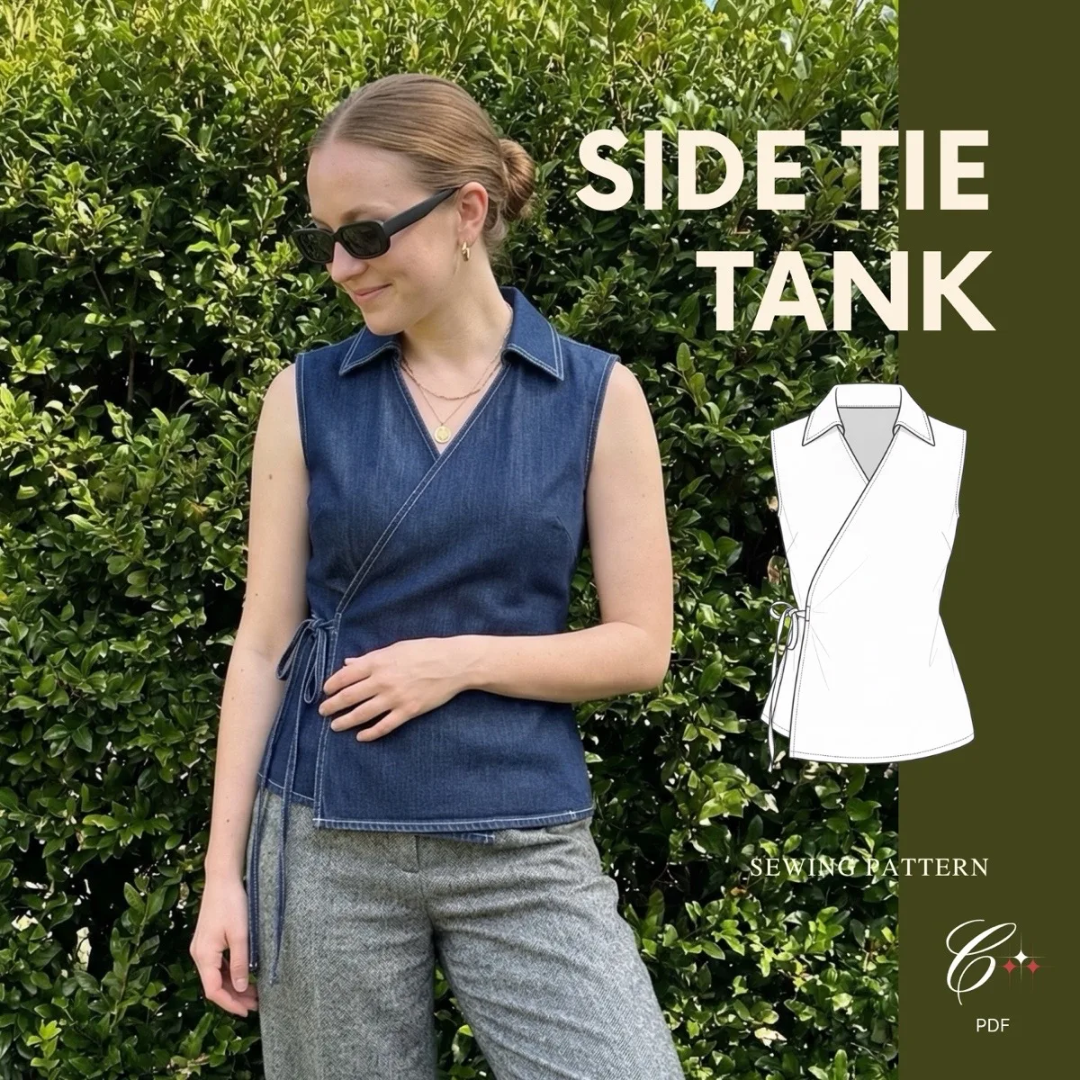Side Tie Tank Blouse sewing pattern